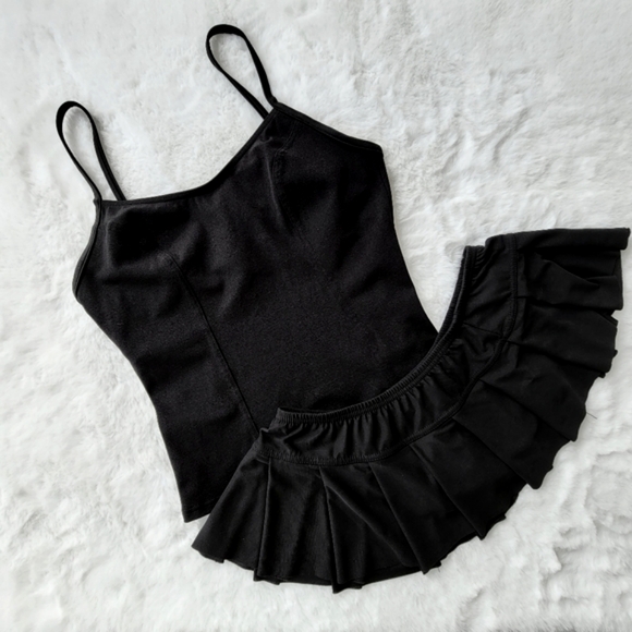 BALTEX ♡ Gorgeous Black 2pc Tankini Top 'n Pleated Fanned Out Skirtini Bottoms 8 - Picture 15 of 16